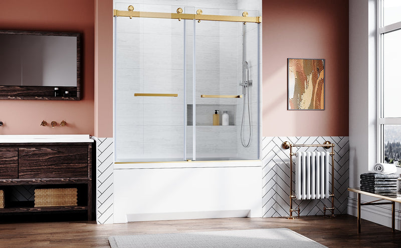 Brushed Gold Frameless Bathtub Door, photo 3 of 8