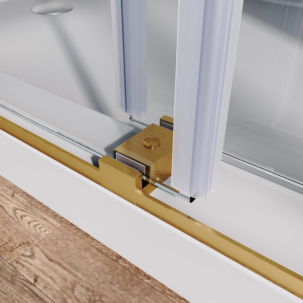 Brushed Gold Frameless Bathtub Door, photo 7 of 8