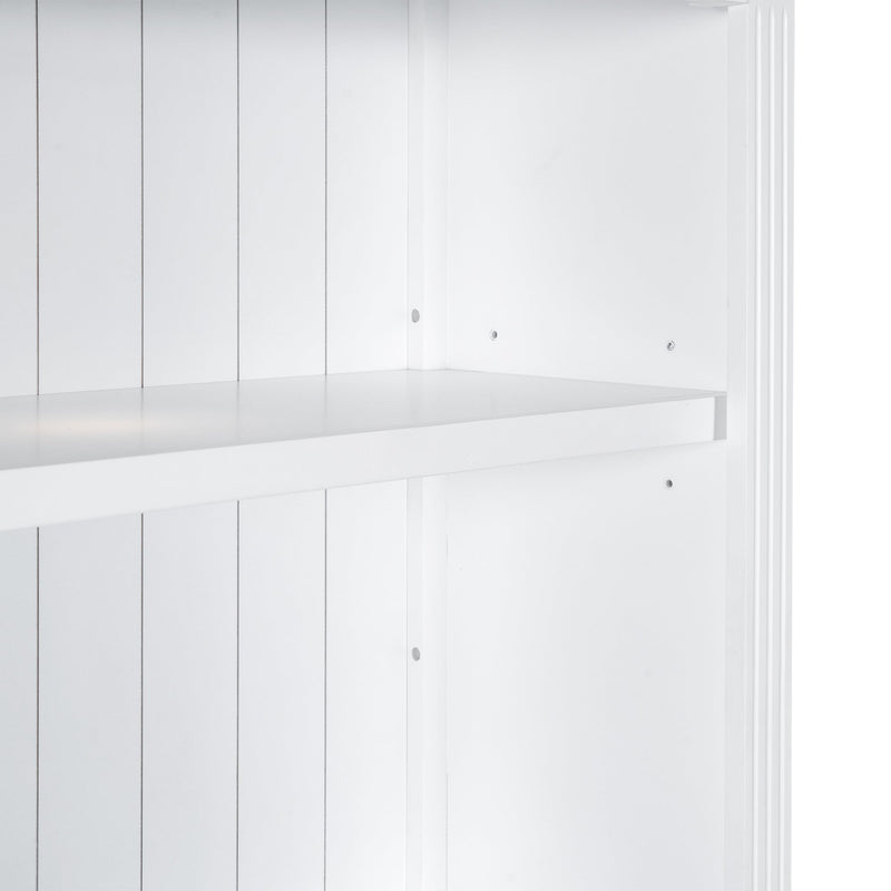 83.4"Tall Bookshelf Suite, Modern Bookcase Suite with LED Lighting,Doors and Drawers,2-Piece Set Storage Bookcase with Open Shelves for Living Room,Home Office,White