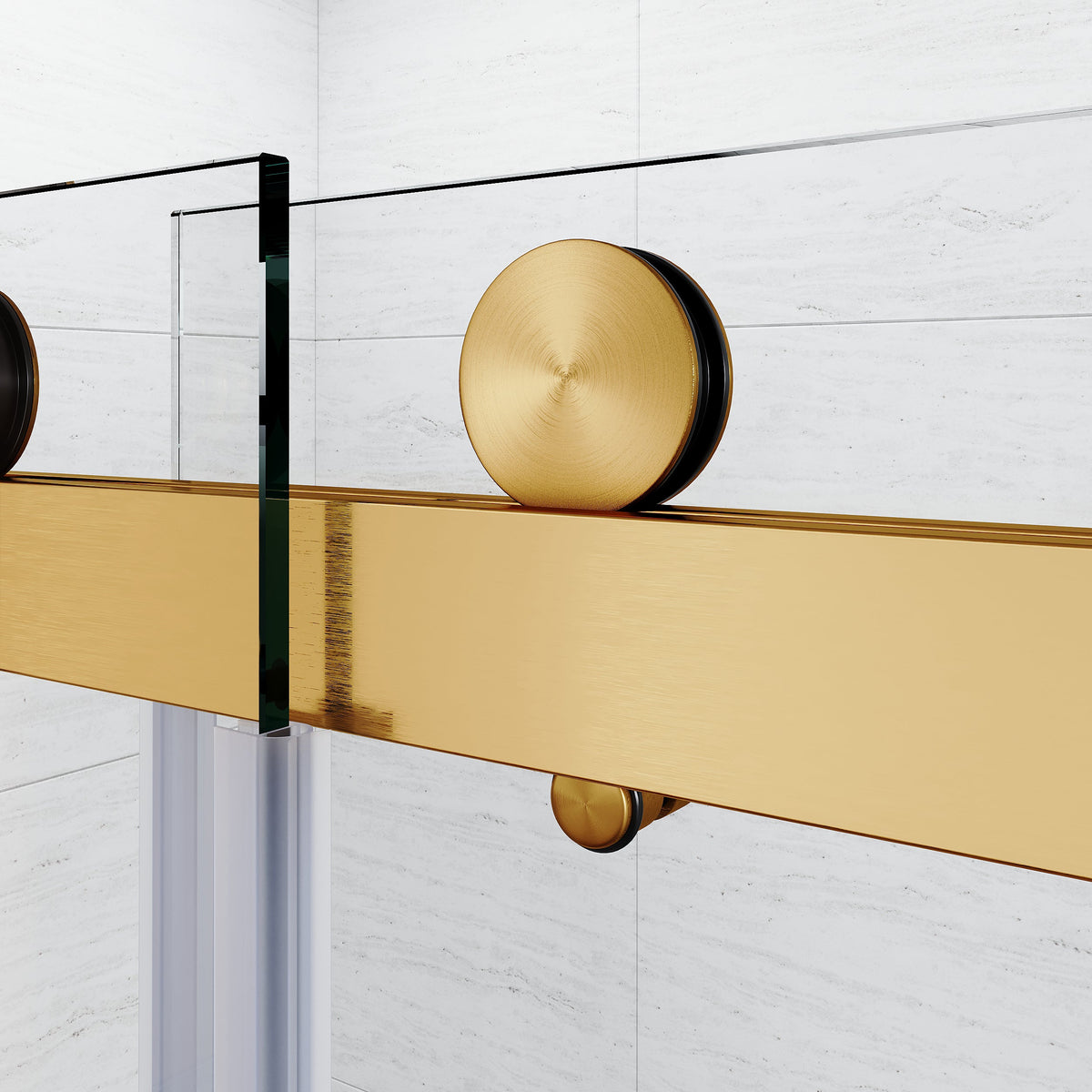 Brushed Gold Frameless Bathtub Door, photo 8 of 8