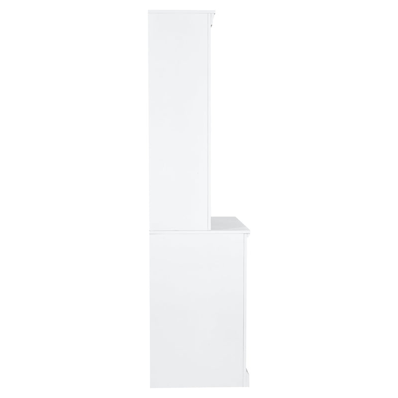 83.4"Tall Bookshelf Suite, Modern Bookcase Suite with LED Lighting,Doors and Drawers,2-Piece Set Storage Bookcase with Open Shelves for Living Room,Home Office,White