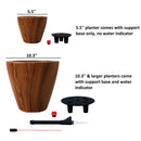 2-Pack 10 in. Dark Wood Plastic Self-Watering Planter Pot