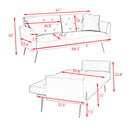 68.3" Baby Blue velvet nail head sofa bed with throw pillow and midfoot