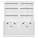 83.4"Tall Bookshelf Suite, Modern Bookcase Suite with LED Lighting,Doors and Drawers,2-Piece Set Storage Bookcase with Open Shelves for Living Room,Home Office,White