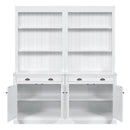 83.4"Tall Bookshelf Suite, Modern Bookcase Suite with LED Lighting,Doors and Drawers,2-Piece Set Storage Bookcase with Open Shelves for Living Room,Home Office,White