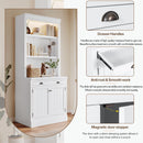 83.4"Tall Bookshelf Suite, Modern Bookcase Suite with LED Lighting,Doors and Drawers,2-Piece Set Storage Bookcase with Open Shelves for Living Room,Home Office,White