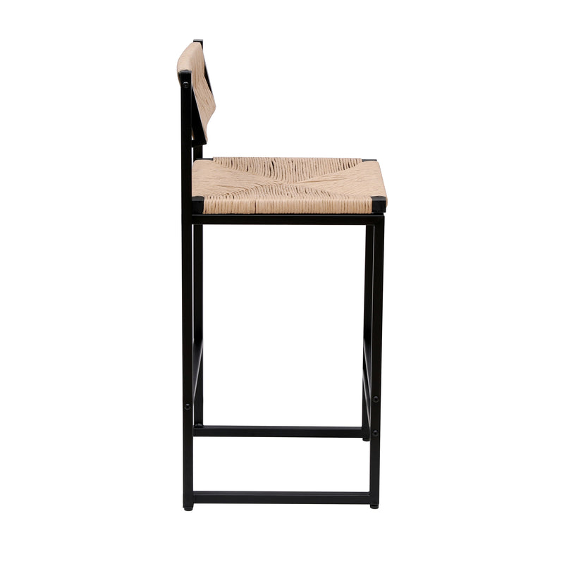 Honey Bar Stools Set of 2 - Paper Rope Weave Dining Chairs, photo 10 of 10