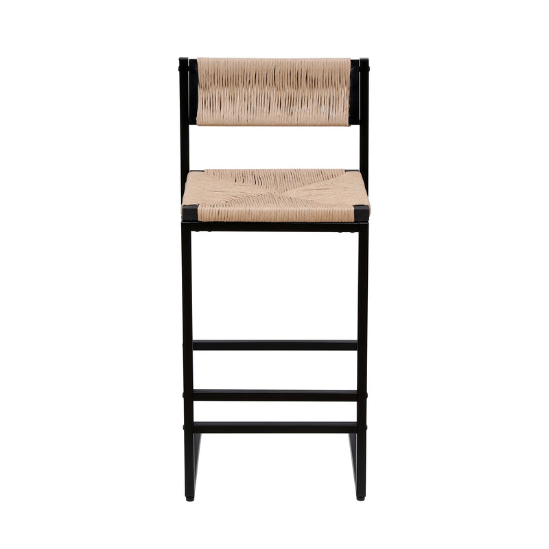 Honey Bar Stools Set of 2 - Paper Rope Weave Dining Chairs, photo 9 of 10