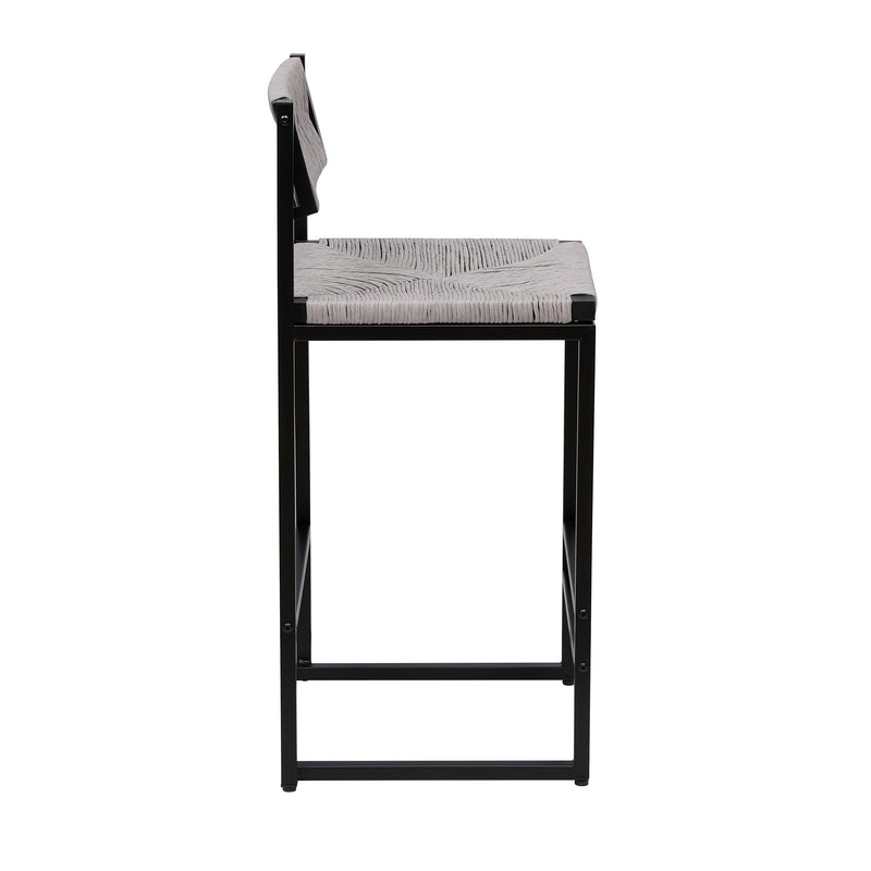 Gray Set of 2 Hand Weave Bar Stools with Back, photo 9 of 10