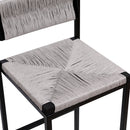 Gray Set of 2 Hand Weave Bar Stools with Back