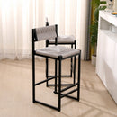Gray Set of 2 Hand Weave Bar Stools with Back