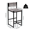 Gray Set of 2 Hand Weave Bar Stools with Back