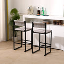 Gray Set of 2 Hand Weave Bar Stools with Back