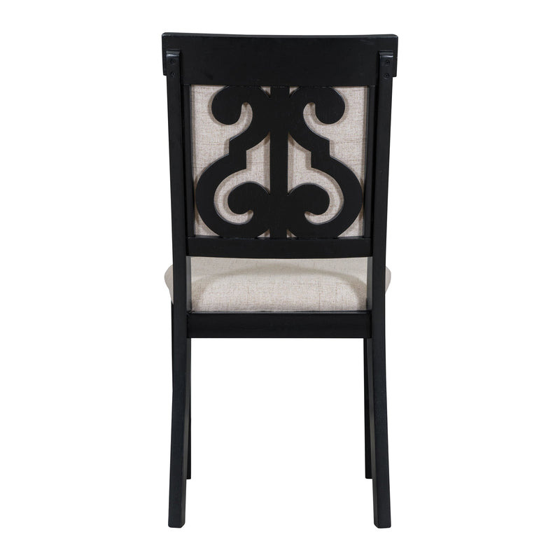 5-Piece Retro Dining Set, Rectangular Wooden Dining Table and 4 Upholstered Chairs for Dining Room and Kitchen (Black)