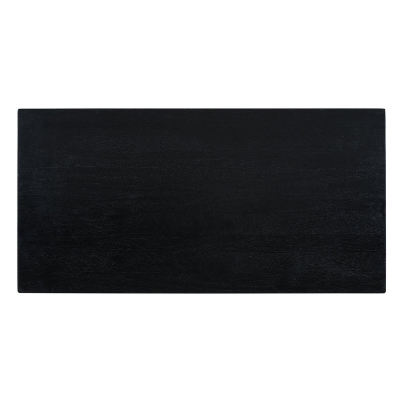 5-Piece Retro Dining Set, Rectangular Wooden Dining Table and 4 Upholstered Chairs for Dining Room and Kitchen (Black)