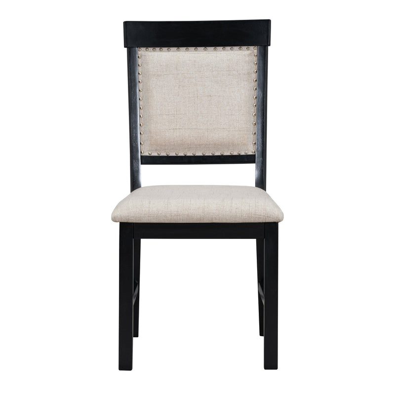 5-Piece Retro Dining Set, Rectangular Wooden Dining Table and 4 Upholstered Chairs for Dining Room and Kitchen (Black)