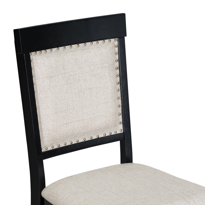 5-Piece Retro Dining Set, Rectangular Wooden Dining Table and 4 Upholstered Chairs for Dining Room and Kitchen (Black)