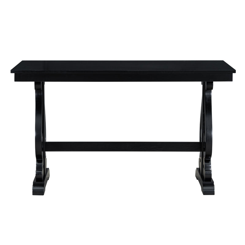 5-Piece Retro Dining Set, Rectangular Wooden Dining Table and 4 Upholstered Chairs for Dining Room and Kitchen (Black)