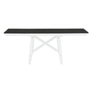 6-Piece Classic Dining Table Set, Rectangular Extendable Dining Table with two 12"W Removable Leaves and 4 Upholstered Chairs & 1 Bench for Dining Room (White+Black)