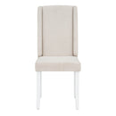 6-Piece Classic Dining Table Set, Rectangular Extendable Dining Table with two 12"W Removable Leaves and 4 Upholstered Chairs & 1 Bench for Dining Room (White+Black)