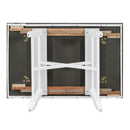 6-Piece Classic Dining Table Set, Rectangular Extendable Dining Table with two 12"W Removable Leaves and 4 Upholstered Chairs & 1 Bench for Dining Room (White+Black)