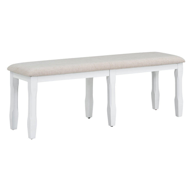 6-Piece Classic Dining Table Set, Rectangular Extendable Dining Table with two 12"W Removable Leaves and 4 Upholstered Chairs & 1 Bench for Dining Room (White+Black)