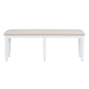 6-Piece Classic Dining Table Set, Rectangular Extendable Dining Table with two 12"W Removable Leaves and 4 Upholstered Chairs & 1 Bench for Dining Room (White+Black)