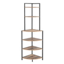6-Tier Corner Open Shelf Modern Bookcase Wood Rack Freestanding Shelving Unit,Plant Album Trinket Sturdy Stand Small Bookshelf Space-Saving for Living Room Home Office Kitchen Small Space Rustic Brown