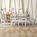 6-Piece Classic Dining Table Set, Rectangular Extendable Dining Table with two 12"W Removable Leaves and 4 Upholstered Chairs & 1 Bench for Dining Room (White+Black)