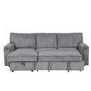 U_STYLE Upholstery Sleeper Sectional Sofa with Storage Bags
