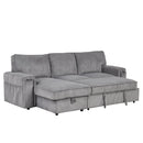 U_STYLE Upholstery Sleeper Sectional Sofa with Storage Bags
