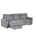 U_STYLE Upholstery Sleeper Sectional Sofa with Storage Bags