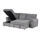 U_STYLE Upholstery Sleeper Sectional Sofa with Storage Bags