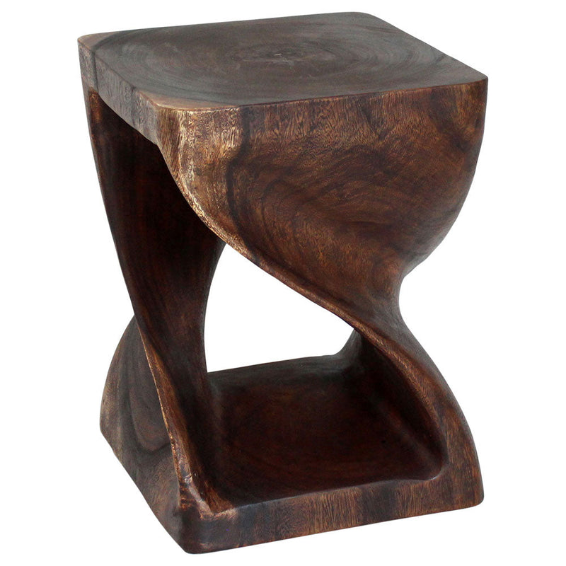 Haussmann® Wood Twist End Table 15 x 15 x 20 in H Mocha Oil