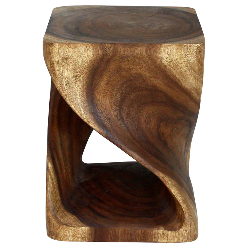 Haussmann® Wood Twist End Table 15 x 15 x 20 inch High Walnut Oil