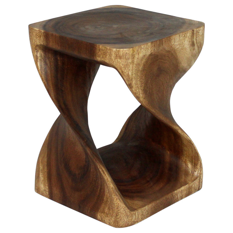 Haussmann® Wood Twist End Table 15 x 15 x 20 inch High Walnut Oil