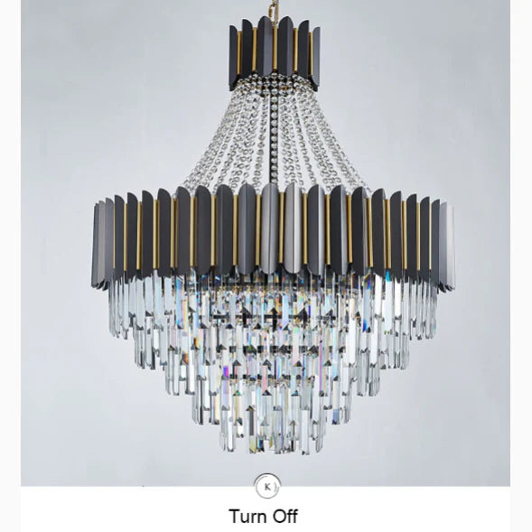 Portofino | Modern Round Gun Black Crystal Chandelier