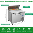 Orikool 44 Inch Commercial Pizza Prep Table with Refrigerator