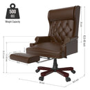 330LBS Executive Office Chair with Footstool, Ergonomic Design High Back Reclining Comfortable Desk Chair - Brown