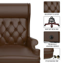 330LBS Executive Office Chair with Footstool, Ergonomic Design High Back Reclining Comfortable Desk Chair - Brown