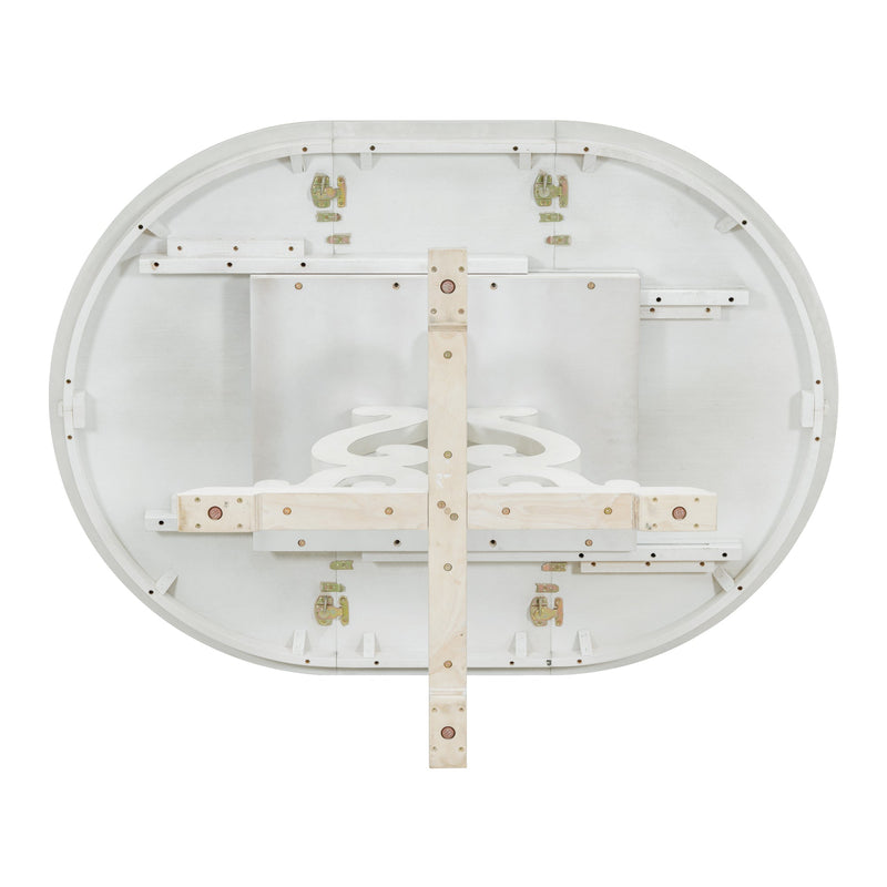 5-Piece Retro Functional Dining Set, 1 Extendable Table with a 16-inch Leaf and 4 Upholstered Chairs for Dining Room and Kitchen (Antique White)