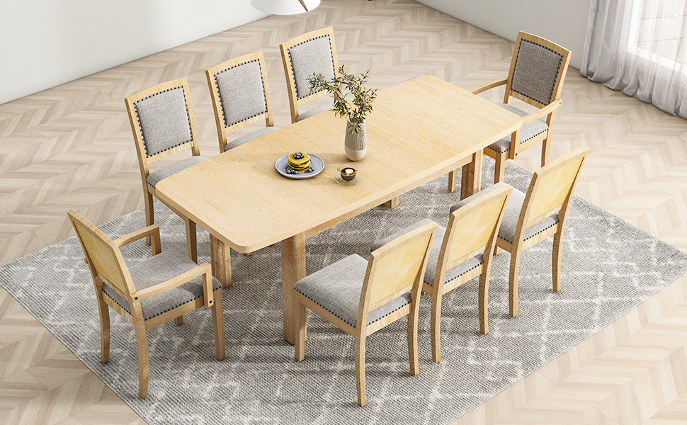 TOPMAX Rustic Extendable 84inch Dining Table Set, photo 7 of 10