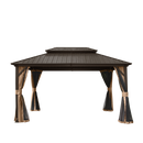 10' x 12' Hardtop Gazebo with Galvanized Steel Double Roof, Curtains, and Netting by HouseOfZazla