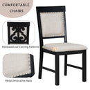 5-Piece Retro Dining Set, Rectangular Wooden Dining Table and 4 Upholstered Chairs for Dining Room and Kitchen (Black)