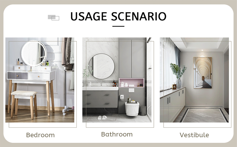 A white MDF material mirror cabinet, bathroom mirror, and a separate wall mounted bathroom mirror for storage and space saving.