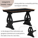 5-Piece Retro Dining Set, Rectangular Wooden Dining Table and 4 Upholstered Chairs for Dining Room and Kitchen (Black)