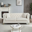 3-seater + 3-seater Combination Sofa Tufted Couch with Rolled Arms and Nailhead for Living Room, Bedroom, Office, Apartment, four pillows