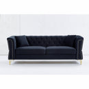 3-seater + 3-seater Combination Sofa Tufted Couch with Rolled Arms and Nailhead for Living Room, Bedroom, Office, Apartment, four pillows