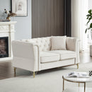 3-seater + 3-seater Combination Sofa Tufted Couch with Rolled Arms and Nailhead for Living Room, Bedroom, Office, Apartment, four pillows