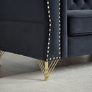 3-seater + 3-seater Combination Sofa Tufted Couch with Rolled Arms and Nailhead for Living Room, Bedroom, Office, Apartment, four pillows